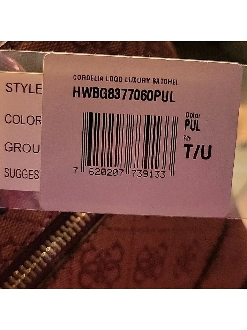 NWT Guess Cordelia Plum Logo Luxury Satchel